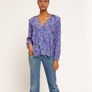 Joie Raquel B Long Sleeve Top - Women’s Large - Deep Lavender Multicolor Purple